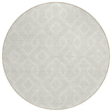 8' Ivory And Light Gray Round Geometric Washable Indoor Outdoor Area Rug
