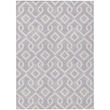 3' X 5' Lavender And Ivory Geometric Washable Indoor Outdoor Area Rug