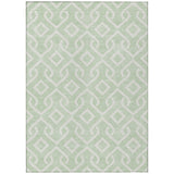 8' X 10' Mint Green And Ivory Geometric Washable Indoor Outdoor Area Rug