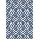 8' X 10' Navy Blue And Ivory Geometric Washable Indoor Outdoor Area Rug
