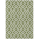 5' X 8' Olive Green And Ivory Geometric Washable Indoor Outdoor Area Rug