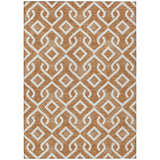 3' X 5' Orange And Ivory Geometric Washable Indoor Outdoor Area Rug