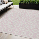 5' X 8' Pink And Ivory Geometric Washable Indoor Outdoor Area Rug
