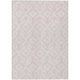 8' X 10' Pink And Ivory Geometric Washable Indoor Outdoor Area Rug
