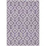 8' X 10' Purple And Ivory Geometric Washable Indoor Outdoor Area Rug