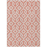 5' X 8' Salmon And Ivory Geometric Washable Indoor Outdoor Area Rug