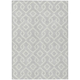 8' X 10' Silver And Ivory Geometric Washable Indoor Outdoor Area Rug