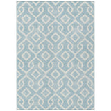 3' X 5' Sky Blue And Ivory Geometric Washable Indoor Outdoor Area Rug