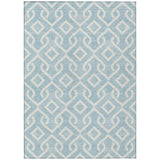 5' X 8' Sky Blue And Ivory Geometric Washable Indoor Outdoor Area Rug