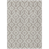 5' X 8' Taupe And Ivory Geometric Washable Indoor Outdoor Area Rug