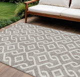 8' X 10' Taupe And Ivory Geometric Washable Indoor Outdoor Area Rug