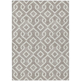 8' X 10' Taupe And Ivory Geometric Washable Indoor Outdoor Area Rug