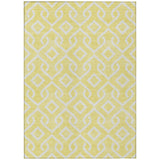5' X 8' Yellow And Ivory Geometric Washable Indoor Outdoor Area Rug