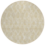 8' Beige Taupe And Tan Round Geometric Washable Indoor Outdoor Area Rug