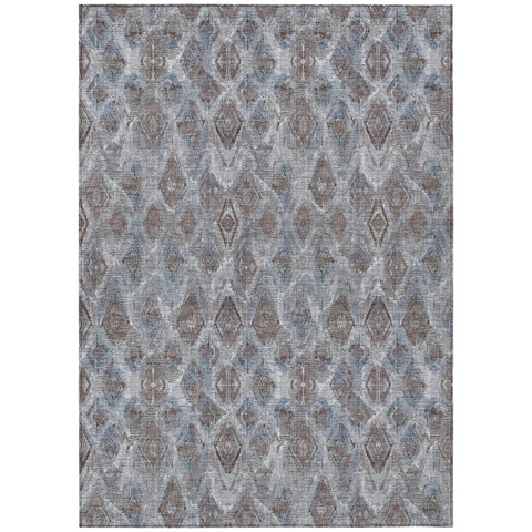 3' X 5' Sky Blue And Silver Geometric Washable Indoor Outdoor Area Rug