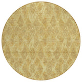 8' Gold Taupe And Beige Round Geometric Washable Indoor Outdoor Area Rug