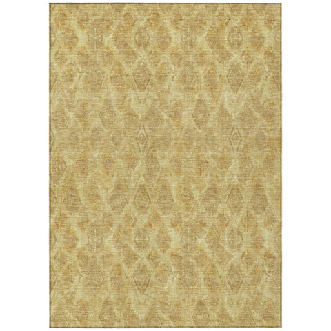 8' X 10' Gold Taupe And Beige Geometric Washable Indoor Outdoor Area Rug