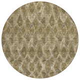 8' Brown Beige And Tan Round Geometric Washable Indoor Outdoor Area Rug
