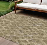 8' X 10' Brown Beige And Tan Geometric Washable Indoor Outdoor Area Rug