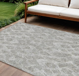 8' X 10' Silver Gray And Pewter Geometric Washable Indoor Outdoor Area Rug