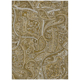 3' X 5' Brown Tan And Beige Paisley Washable Indoor Outdoor Area Rug