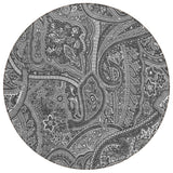 8' Gray Silver And Charcoal Round Paisley Washable Indoor Outdoor Area Rug