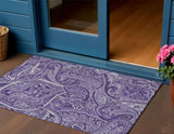 3' X 5' Purple Lavender And Silver Paisley Washable Indoor Outdoor Area Rug