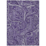 5' X 8' Purple Lavender And Silver Paisley Washable Indoor Outdoor Area Rug
