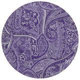 8' Purple Lavender And Silver Round Paisley Washable Indoor Outdoor Area Rug