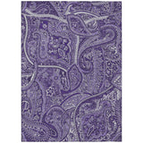 8' X 10' Purple Lavender And Silver Paisley Washable Indoor Outdoor Area Rug