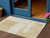 3' X 5' Beige Gold And Tan Abstract Washable Indoor Outdoor Area Rug