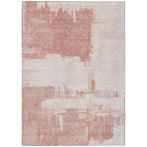 5' X 8' Blush Mauve And Ivory Abstract Washable Indoor Outdoor Area Rug