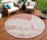 8' Blush Mauve And Ivory Round Abstract Washable Indoor Outdoor Area Rug