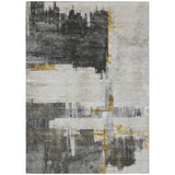 5' X 8' Gray And Tan Abstract Washable Indoor Outdoor Area Rug