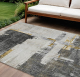8' X 10' Gray And Tan Abstract Washable Indoor Outdoor Area Rug