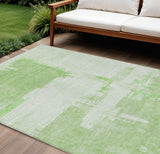 8' X 10' Green And Mint Green Abstract Washable Indoor Outdoor Area Rug
