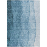 5' X 8' Denim Blue And Navy Blue Ombre Washable Indoor Outdoor Area Rug