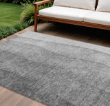 8' X 10' Gray Silver And Charcoal Ombre Washable Indoor Outdoor Area Rug