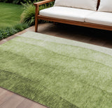 8' X 10' Olive Green And Artichoke Green Ombre Washable Indoor Outdoor Area Rug