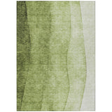 8' X 10' Olive Green And Artichoke Green Ombre Washable Indoor Outdoor Area Rug