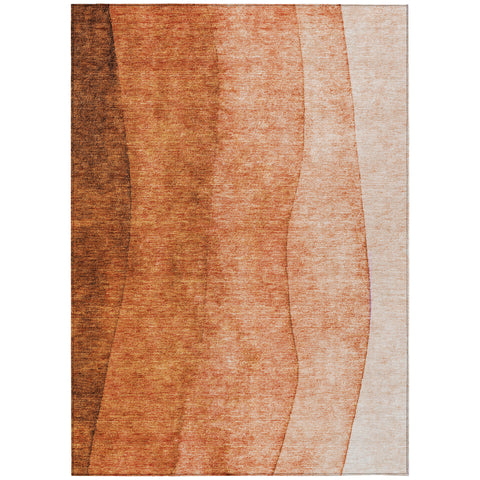 3' X 5' Orange And Copper Ombre Washable Indoor Outdoor Area Rug