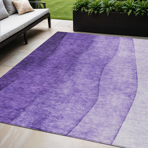 5' X 8' Purple Lilac And Lavender Ombre Washable Indoor Outdoor Area Rug