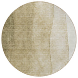 8' Taupe Beige And Ivory Round Ombre Washable Indoor Outdoor Area Rug