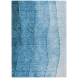 5' X 8' Teal Blue Aqua And Turquoise Ombre Washable Indoor Outdoor Area Rug