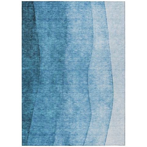 5' X 8' Teal Blue Aqua And Turquoise Ombre Washable Indoor Outdoor Area Rug