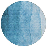 8' Teal Blue Aqua And Turquoise Round Ombre Washable Indoor Outdoor Area Rug
