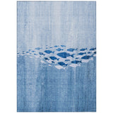 5' X 8' Sky Blue And Navy Blue Nautical Washable Indoor Outdoor Area Rug