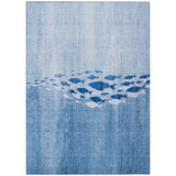 8' X 10' Sky Blue And Navy Blue Nautical Washable Indoor Outdoor Area Rug
