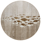 8' Taupe Brown And Khaki Round Nautical Washable Indoor Outdoor Area Rug