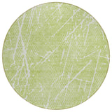 8' Artichoke Green And Ivory Round Abstract Washable Indoor Outdoor Area Rug